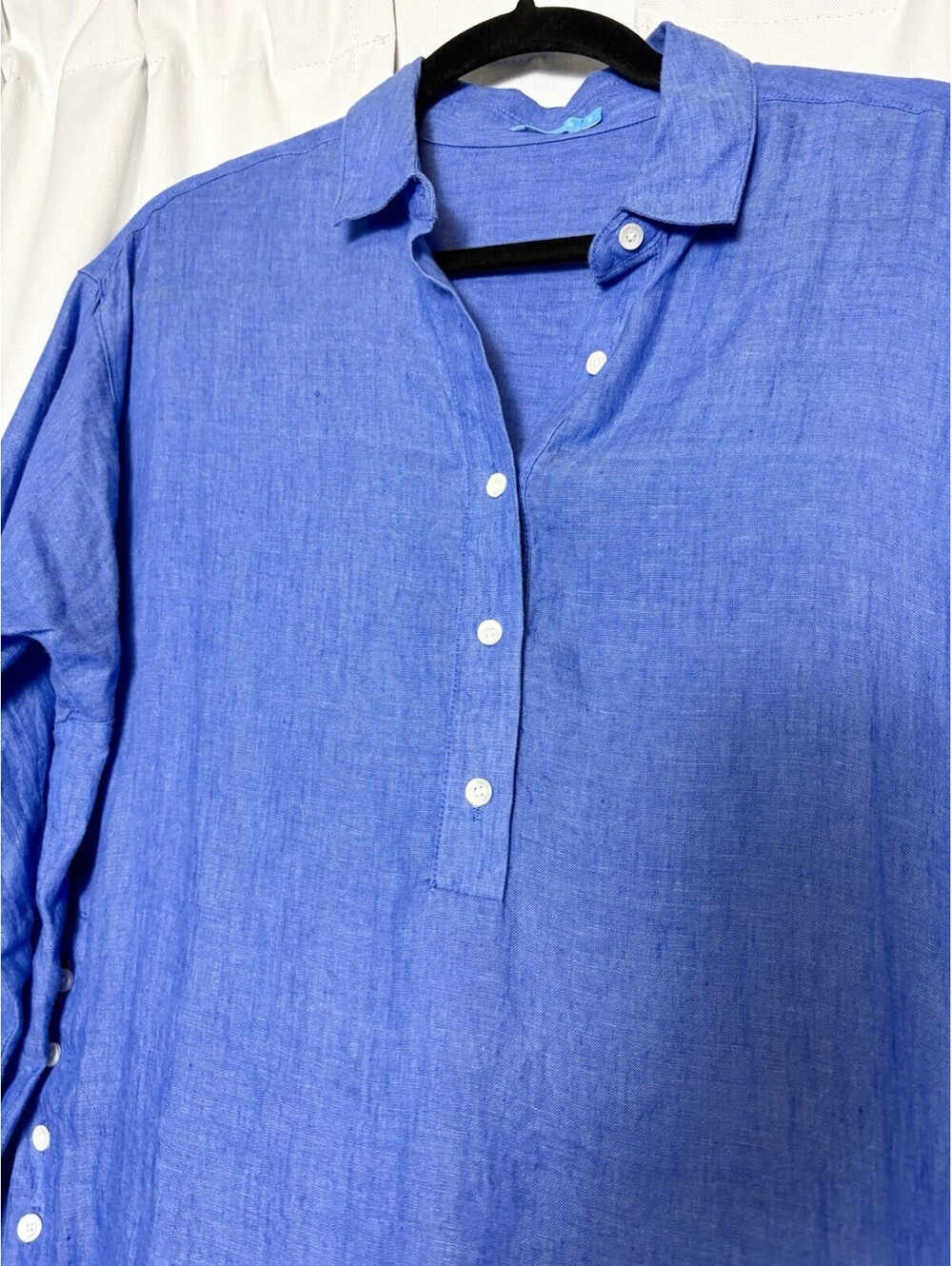 J. McLaughlin Fallon Popover Linen Blue Long Sleeve Button Down Size S $128 - Picture 5 of 8